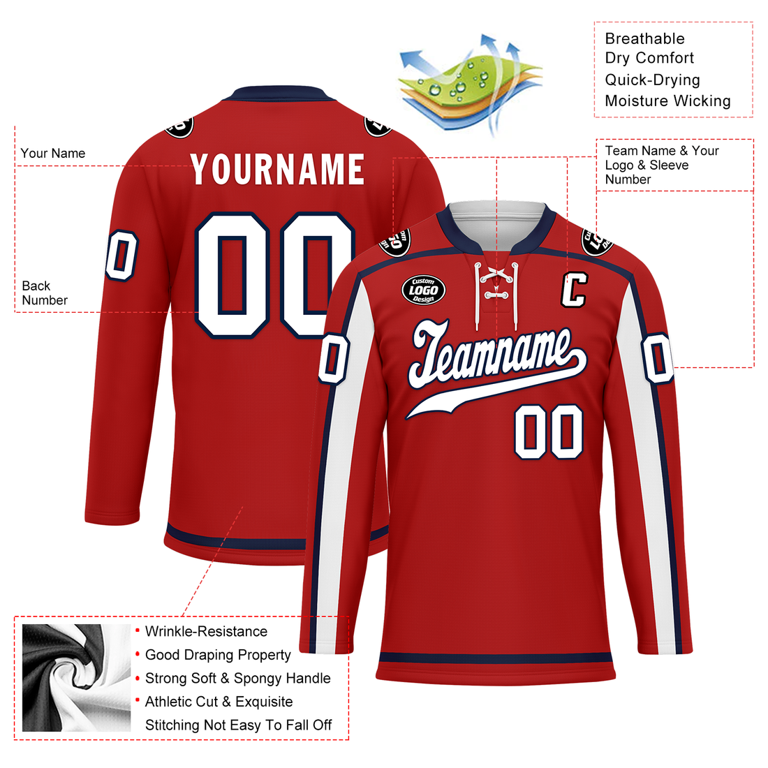 Luxury Gifts,Custom Red Personalized Hockey Jersey HCKJ01-D0a70e9