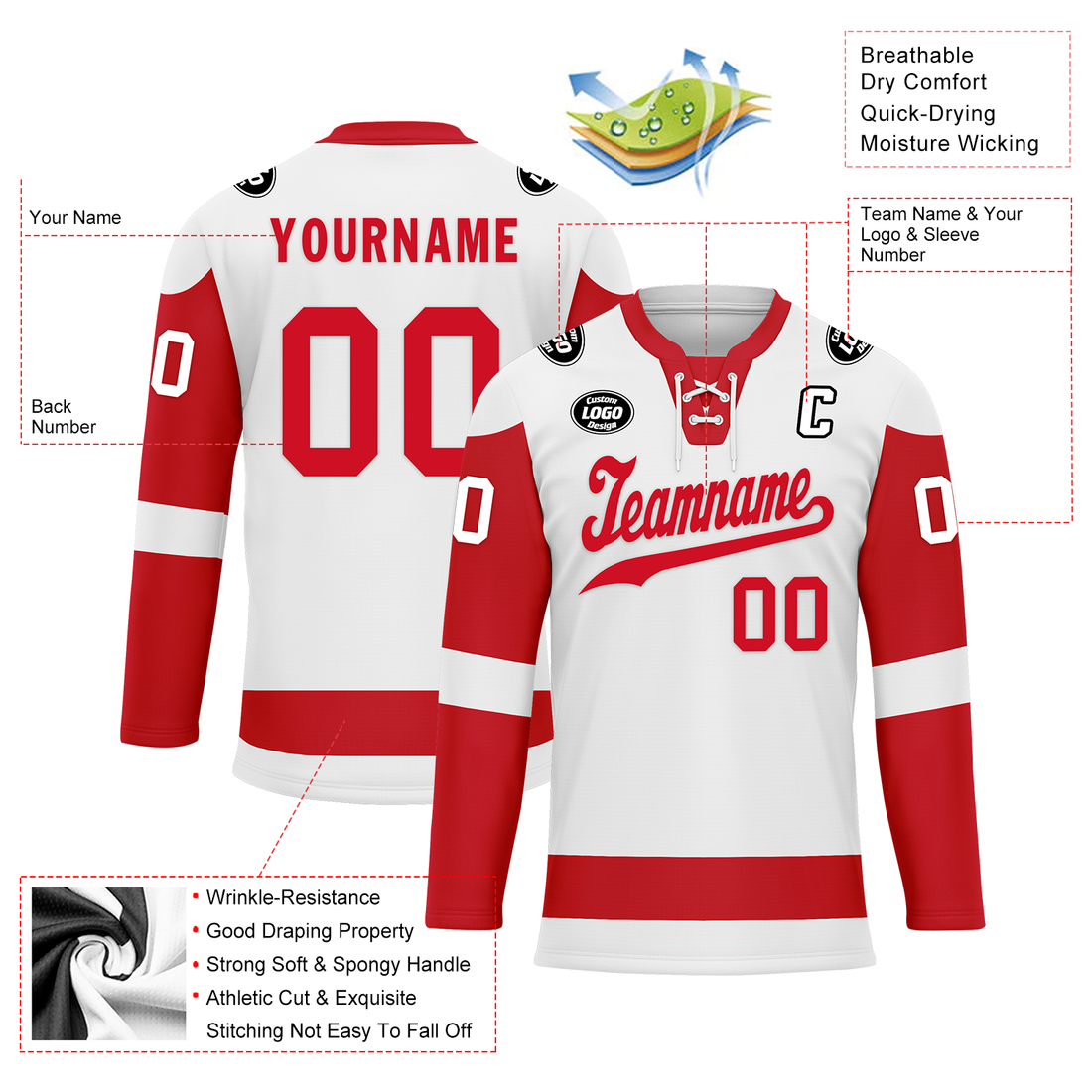 Client Gifts,Custom White Red Personalized Hockey Jersey HCKJ01-D0a70ad