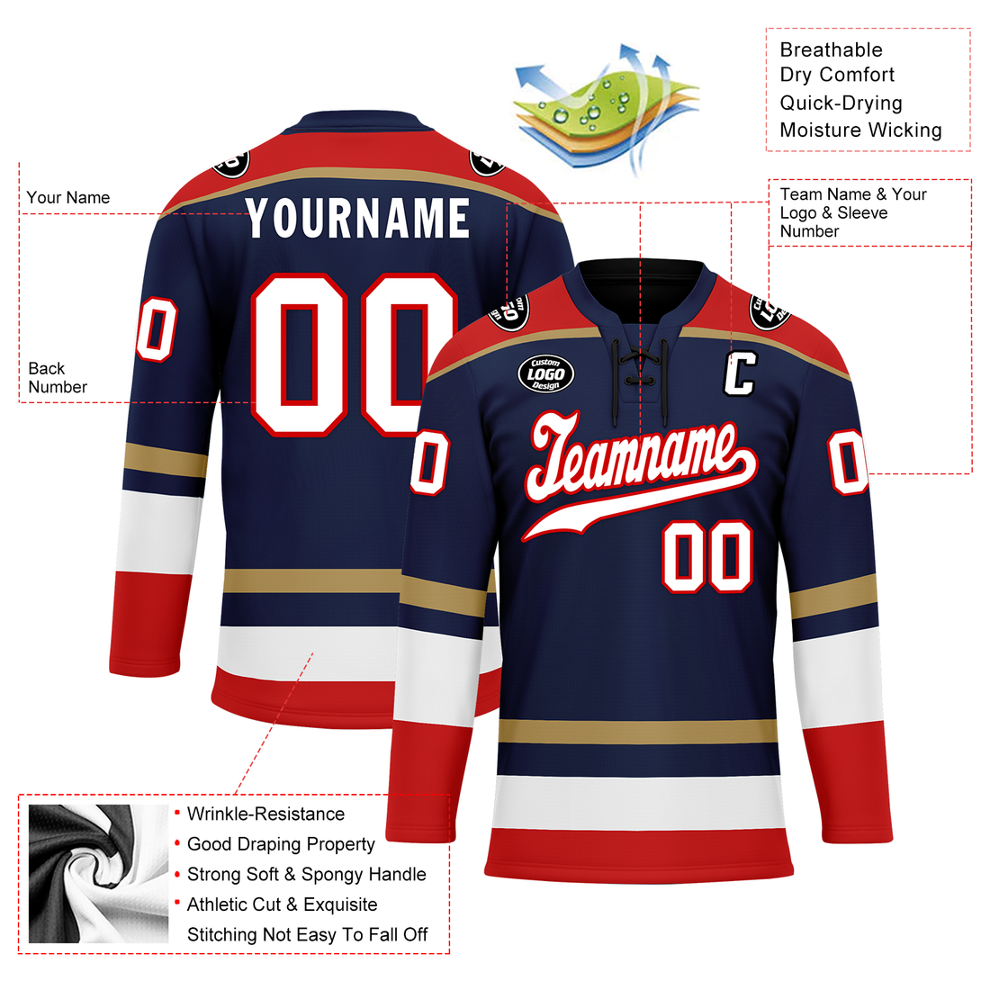 Client Gifts,Custom Blue Red Personalized Hockey Jersey HCKJ01-D0a70af