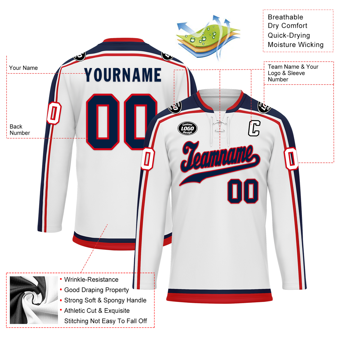 Luxury Gifts,Custom White Personalized Hockey Jersey HCKJ01-D0a70fa