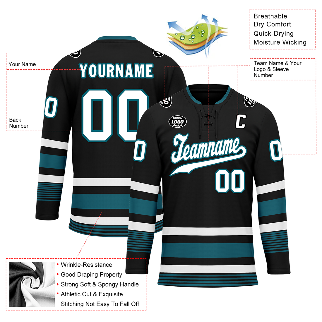 Luxury Gifts,Custom Black Personalized Hockey Jersey HCKJ01-D0a70d0