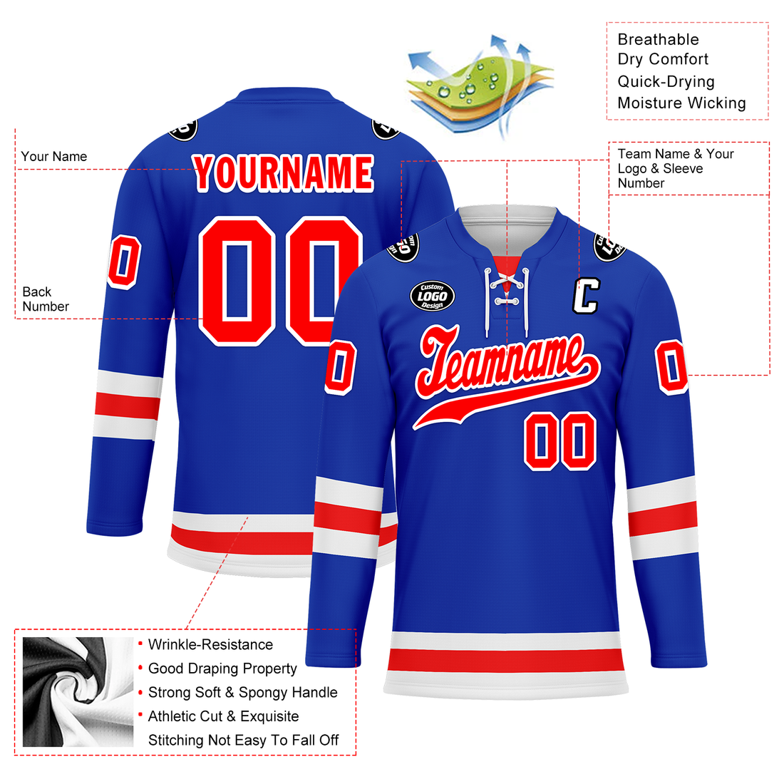 Client Gifts,Custom Blue Red Personalized Hockey Jersey HCKJ01-D0a7007