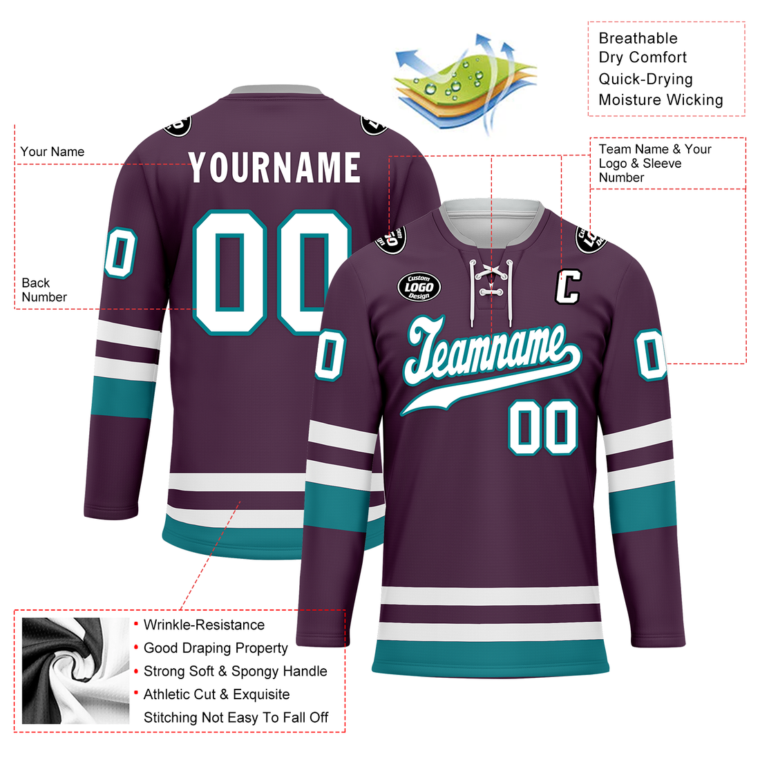 Luxury Gifts,Custom Purple Personalized Hockey Jersey HCKJ01-D0a70d7
