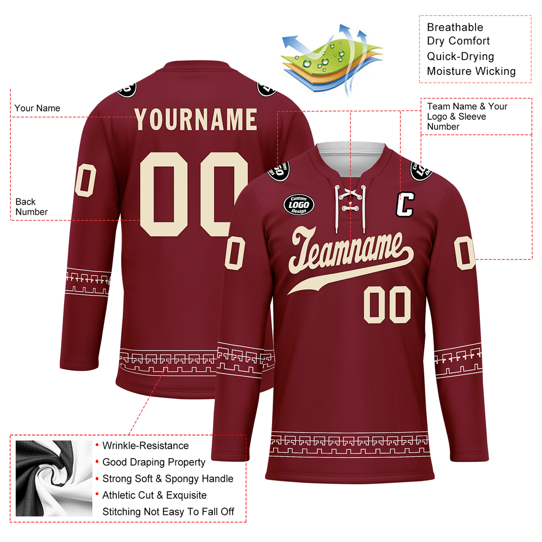 Luxury Gifts,Custom Red Personalized Hockey Jersey HCKJ01-D0a70fd
