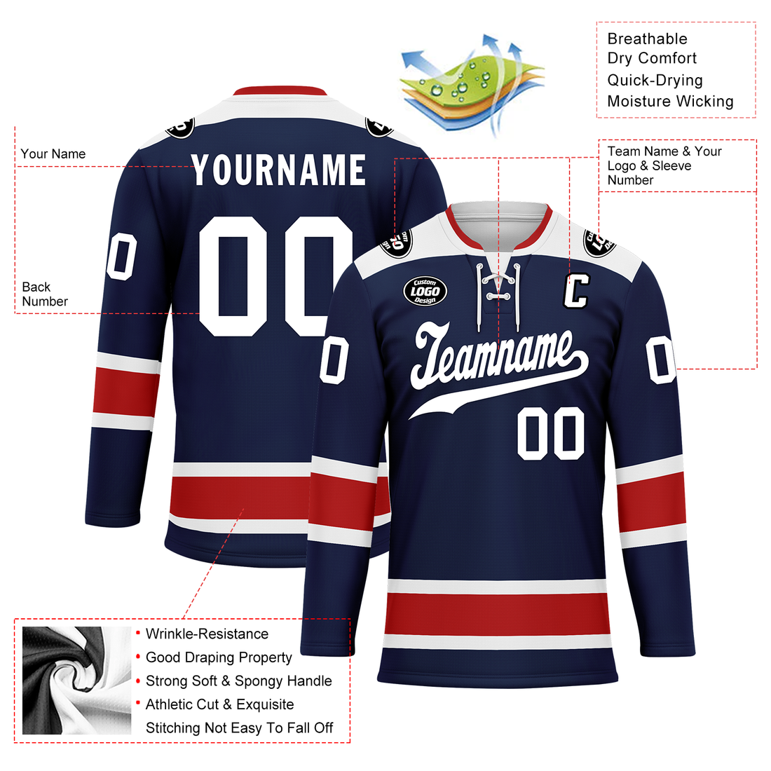 Luxury Gifts,Custom Blue Red Personalized Hockey Jersey HCKJ01-D0a70f0