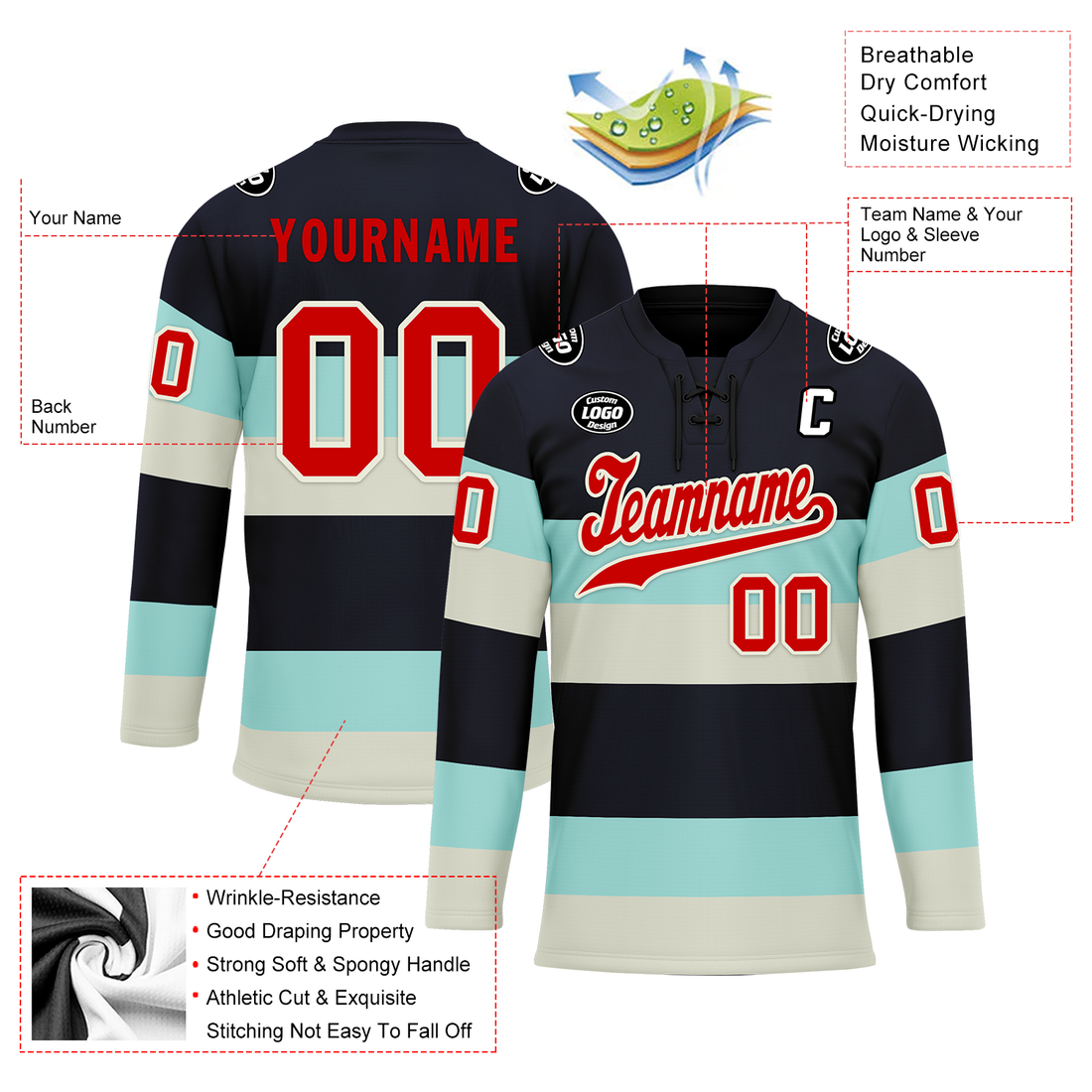 Luxury Gifts,Custom Black White Personalized Hockey Jersey HCKJ01-D0a70db