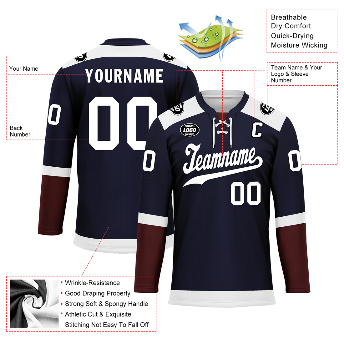 Luxury Gifts,Custom Blue Personalized Hockey Jersey HCKJ01-D0a70eb