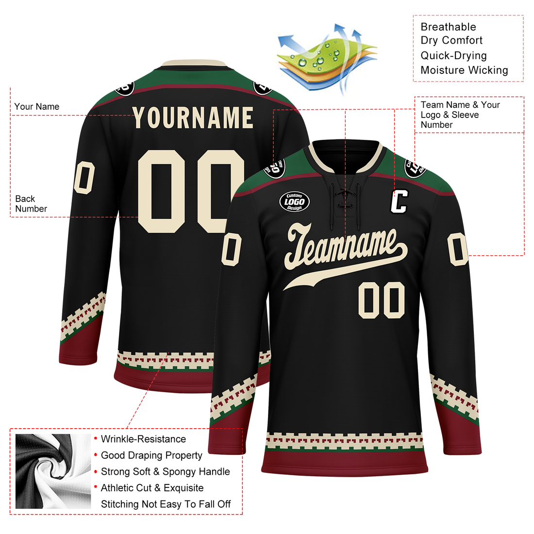 Luxury Gifts,Custom Black Personalized Hockey Jersey HCKJ01-D0a70fc