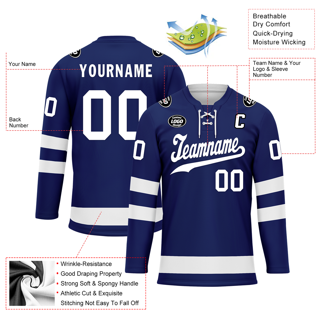 Luxury Gifts,Custom Blue White Personalized Hockey Jersey HCKJ01-D0a70bc