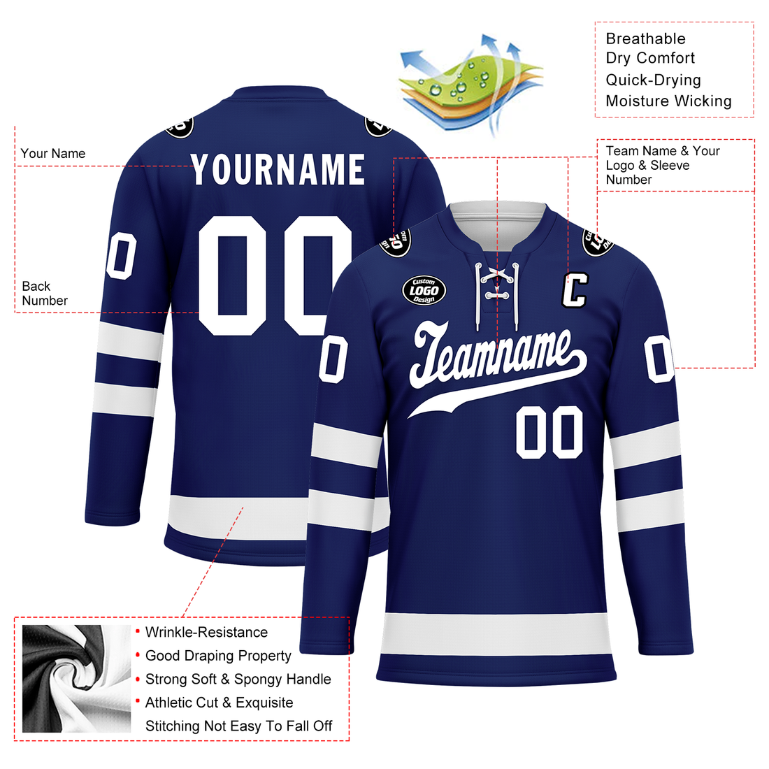 Custom Blue White Personalized Hockey Jersey HCKJ01-D0a70bc