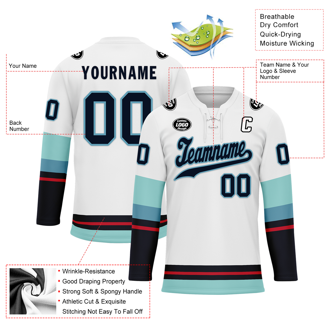 Luxury Gifts,Custom White Blue Personalized Hockey Jersey HCKJ01-D0a70da