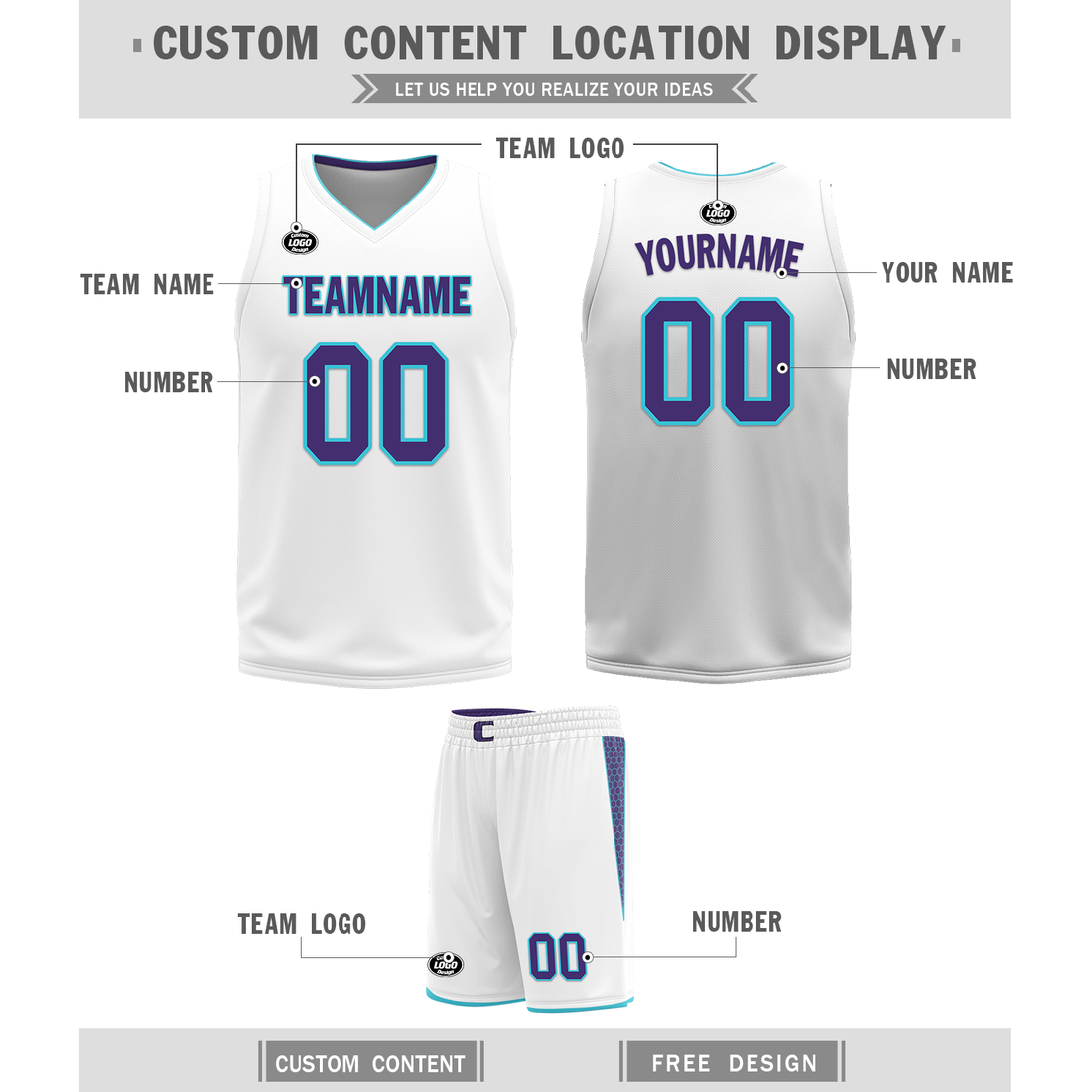 Gift Ideas,Custom Purple White Classic Style Reversible Basketball Uniform Personalized BBJR-D017014