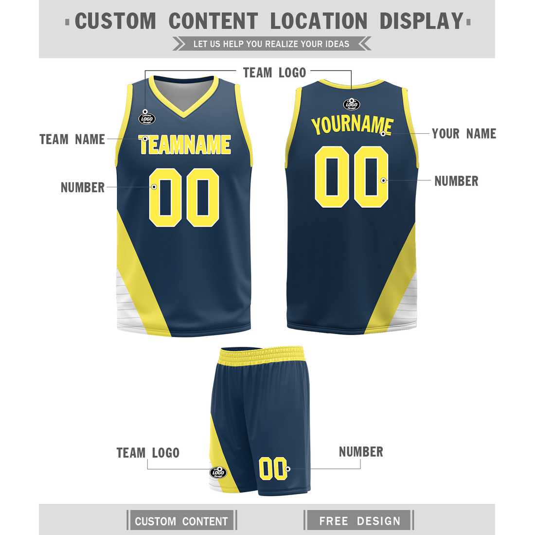 Corporate Gifts,Custom Yellow Blue Classic Style Reversible Basketball Uniform Personalized BBJR-D017060