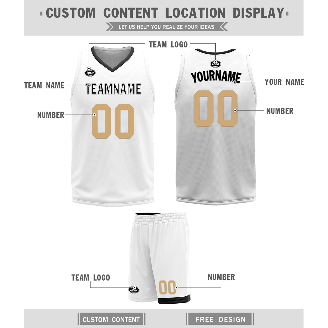 Corporate Gifts,Custom Black White Classic Style Reversible Basketball Uniform Personalized BBJR-D017044