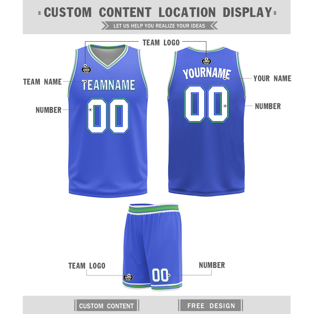 Corporate Gifts,Custom White Blue Classic Style Reversible Basketball Uniform Personalized BBJR-D017045