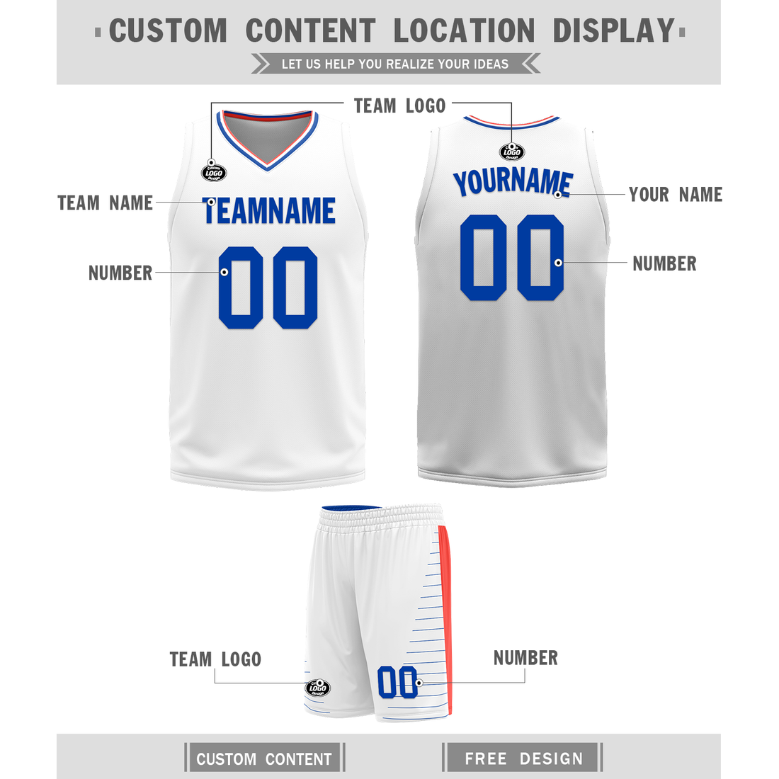 Gift Ideas,Custom Blue White Classic Style Reversible Basketball Uniform Personalized BBJR-D017031