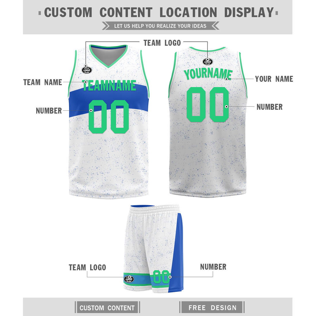 Gift Ideas,Custom Blue White Classic Style Reversible Basketball Uniform Personalized BBJR-D017009