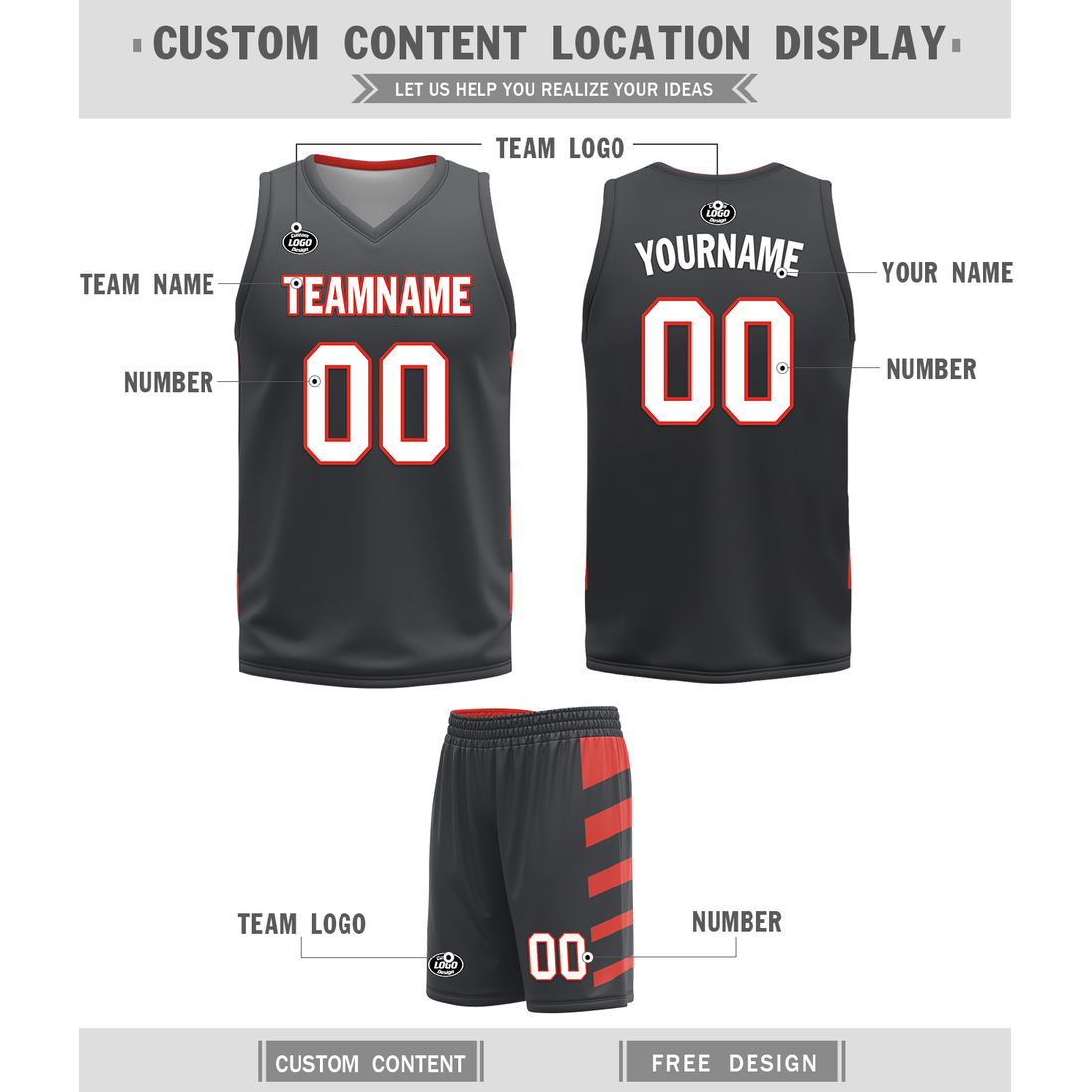 Gift Ideas,Custom Red Black Classic Style Reversible Basketball Uniform Personalized BBJR-D017038