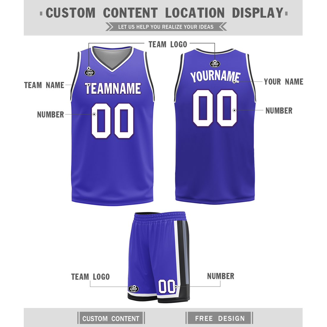 Gift Ideas,Custom Black Blue Classic Style Reversible Basketball Uniform Personalized BBJR-D017036