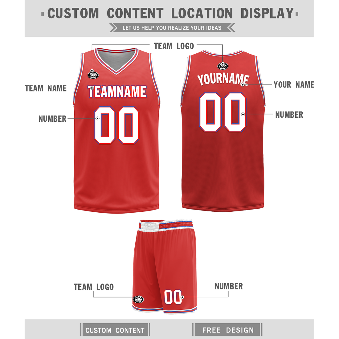 Corporate Gifts,Custom White Red Classic Style Reversible Basketball Uniform Personalized BBJR-D017041