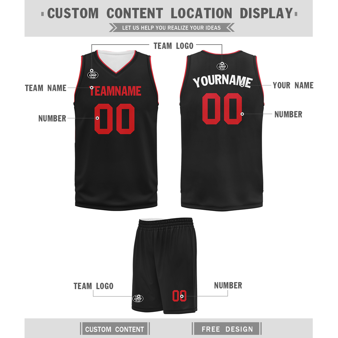 Unique Gift,Custom Black Red Classic Style Sports Uniform Basketball Jersey BBJ01-bd0a70a8