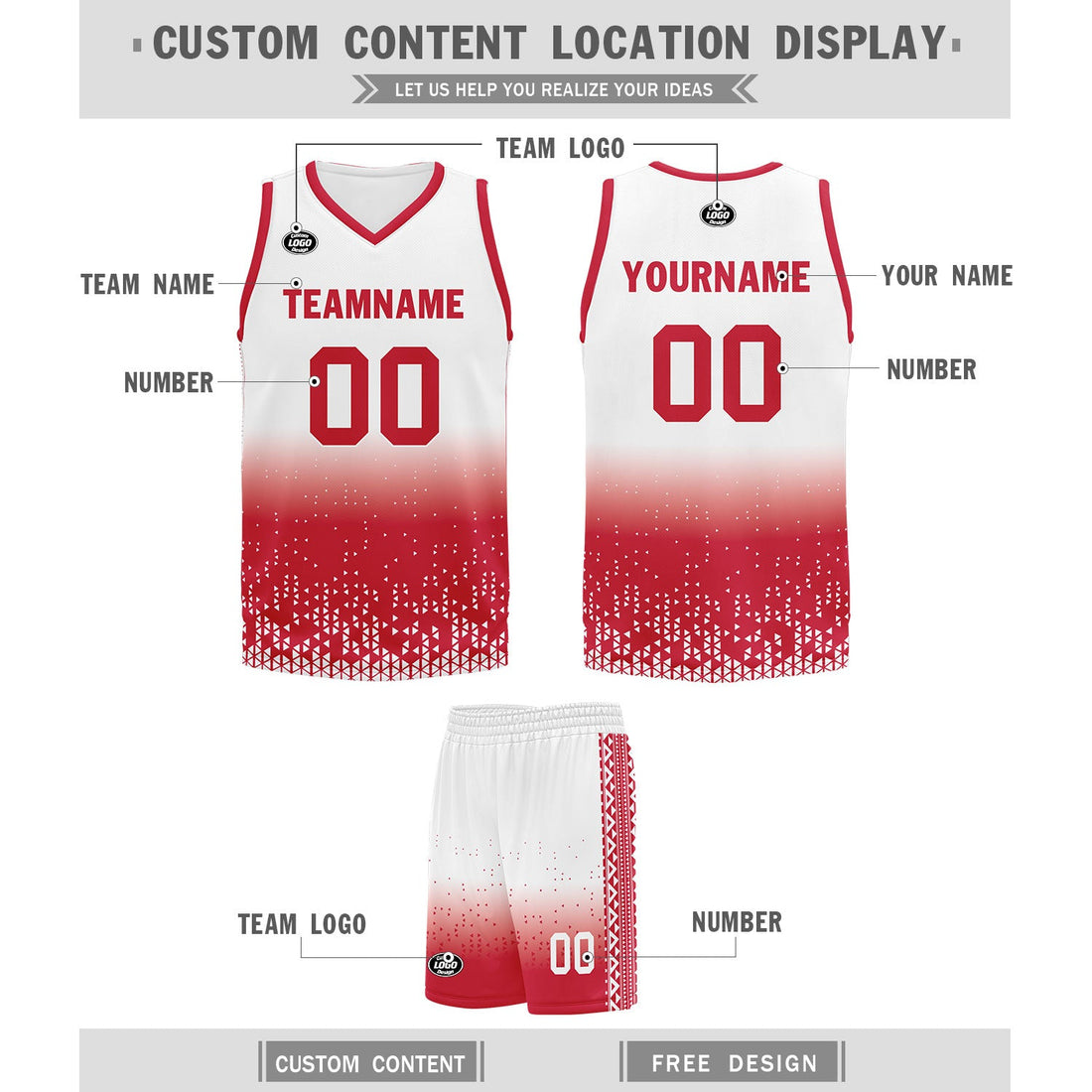 Custom White Red Fade Fashion Sports Uniform Basketball Jersey BBJ01-D020102-8