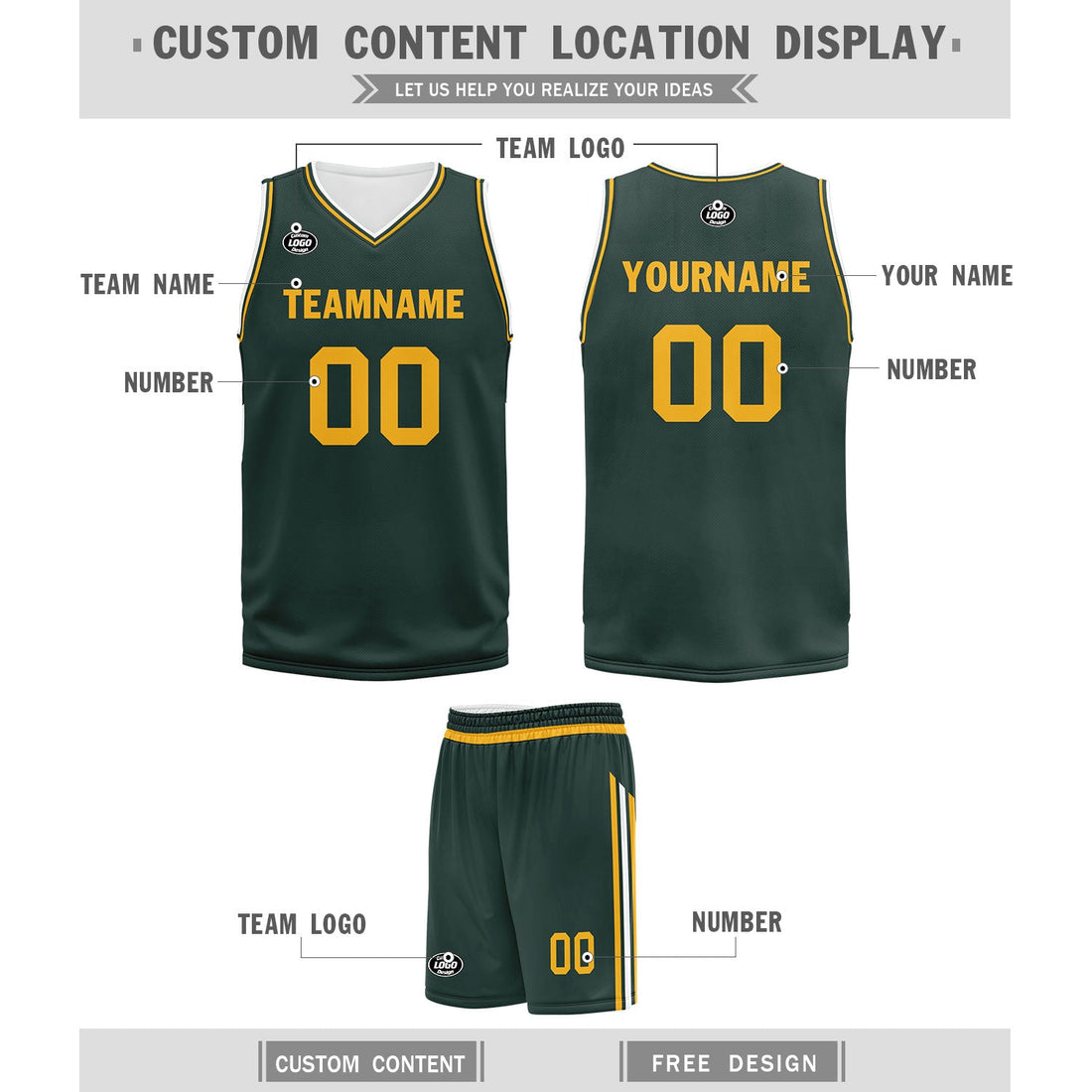 Gift Ideas,Custom Green Classic Style Sports Uniform Basketball Jersey BBJ01-D020105-10