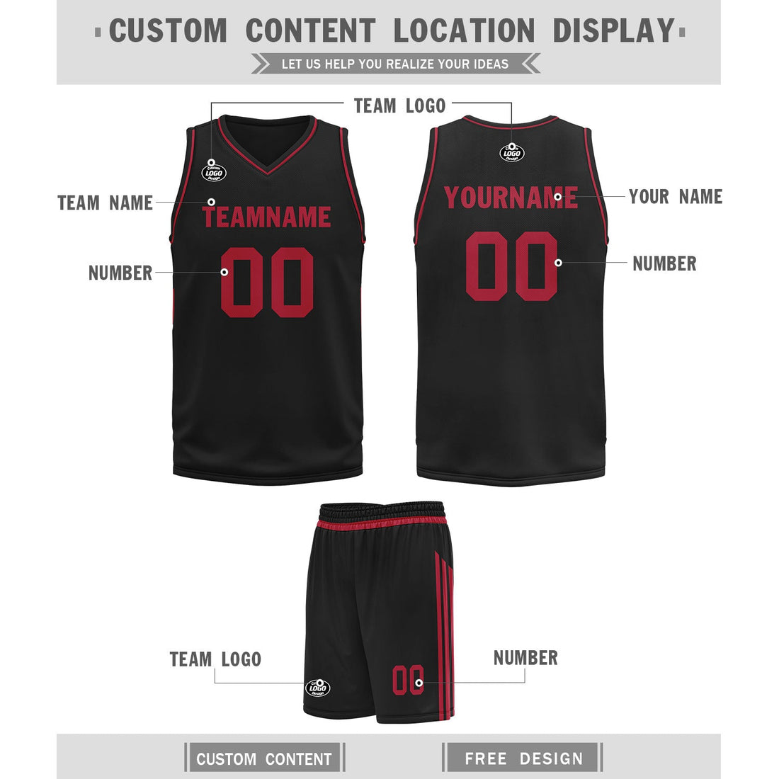 Gift Ideas,Custom Black Classic Style Sports Uniform Basketball Jersey BBJ01-D020105-4
