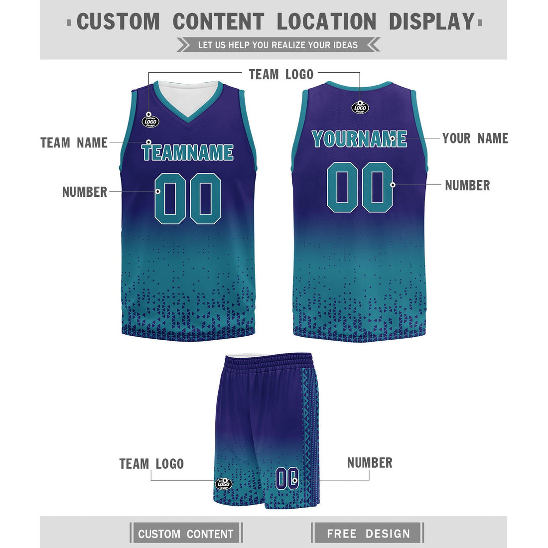 Custom Blue Fade Fashion Sports Uniform Basketball Jersey BBJ01-D020102-9