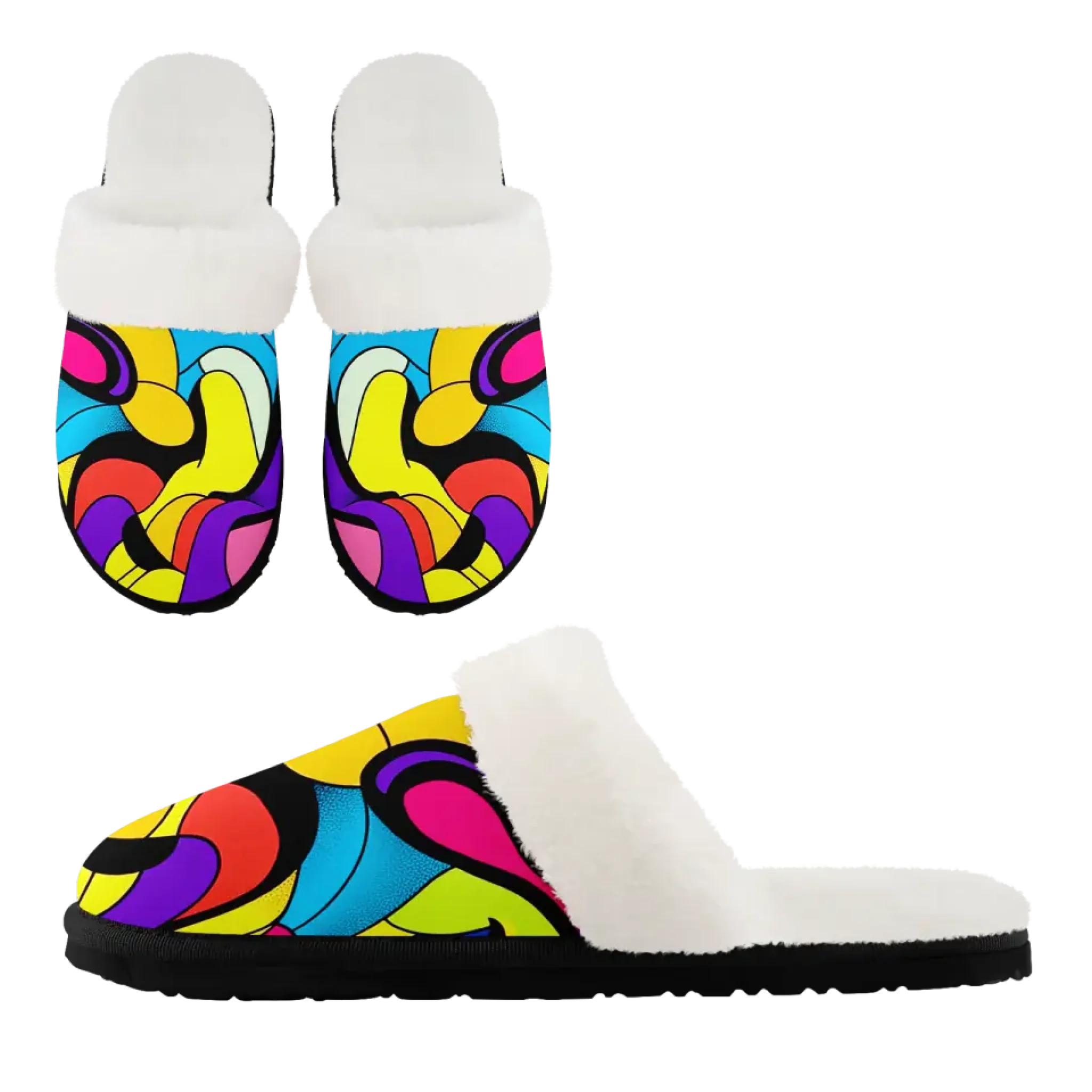 Vibrant Pop Art Graffiti Slippers - Funky Street Art Style FN089-25023