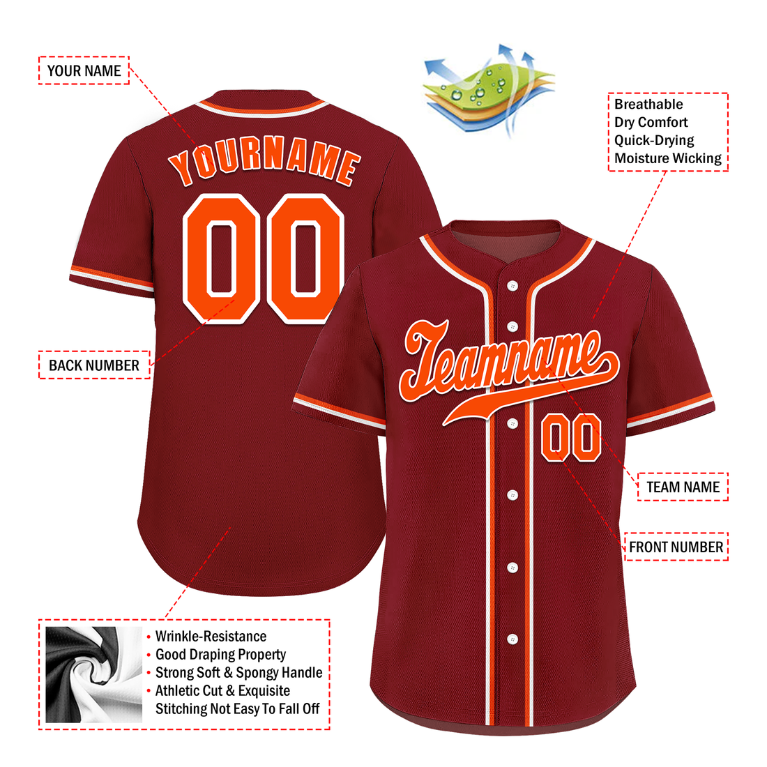 Corporate Gifts,Custom Brown Classic Style Orange Authentic Baseball Jersey