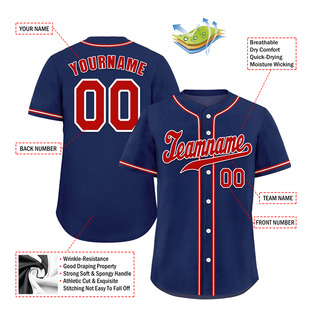 Corporate Gifts,Custom Blue Classic Style Red Authentic Baseball Jersey