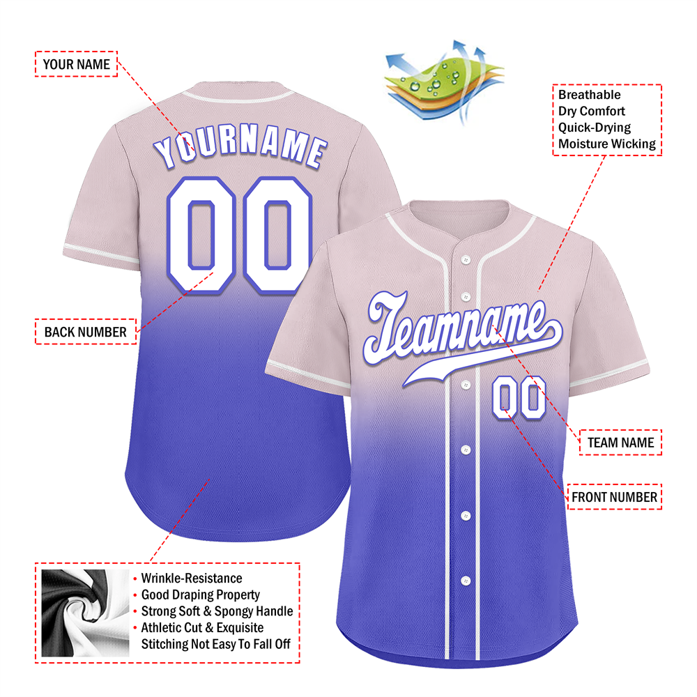 Corporate Gifts,Custom Grey Purple Fade Fashion White Authentic Baseball Jersey