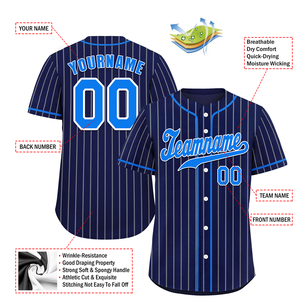 Corporate Gifts,Custom Blue Stripe Fashion Aqua Authentic Baseball Jersey