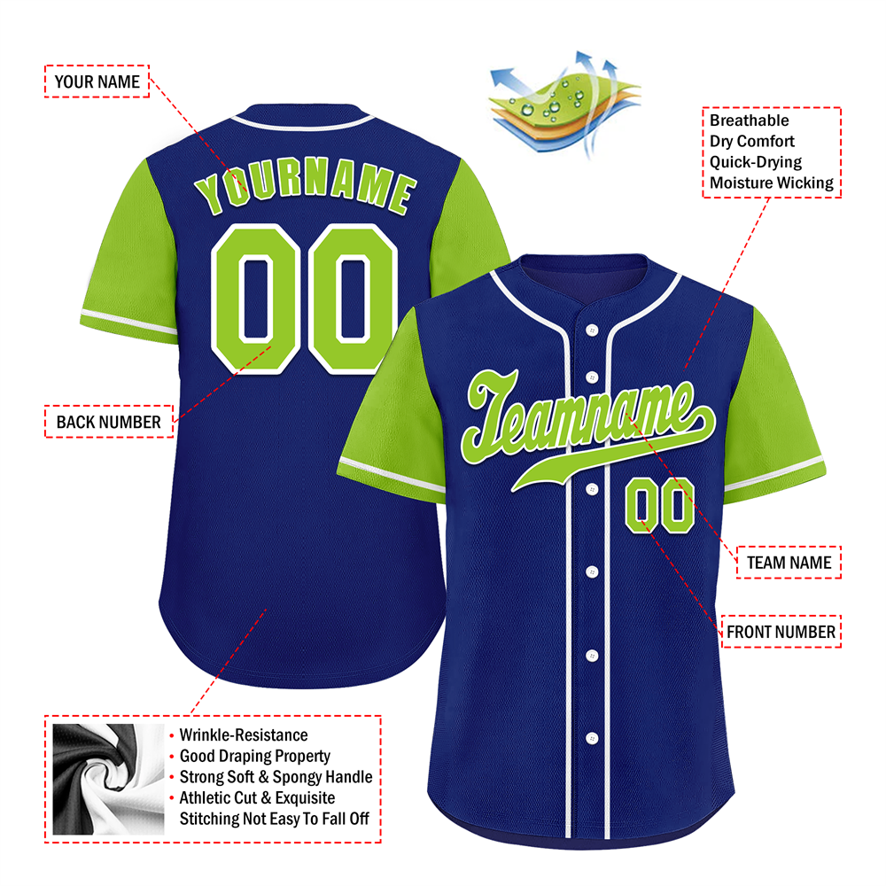 Corporate Gifts,Custom Blue Green Raglan Sleeves Green Authentic Baseball Jersey