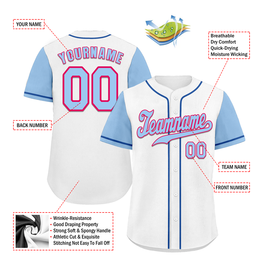 Corporate Gifts,Custom White Aqua Raglan Sleeves Aqua Authentic Baseball Jersey
