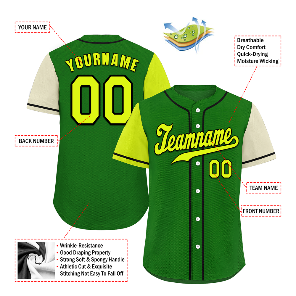 Corporate Gifts,Custom Green Two Tone Yellow Authentic Baseball Jersey