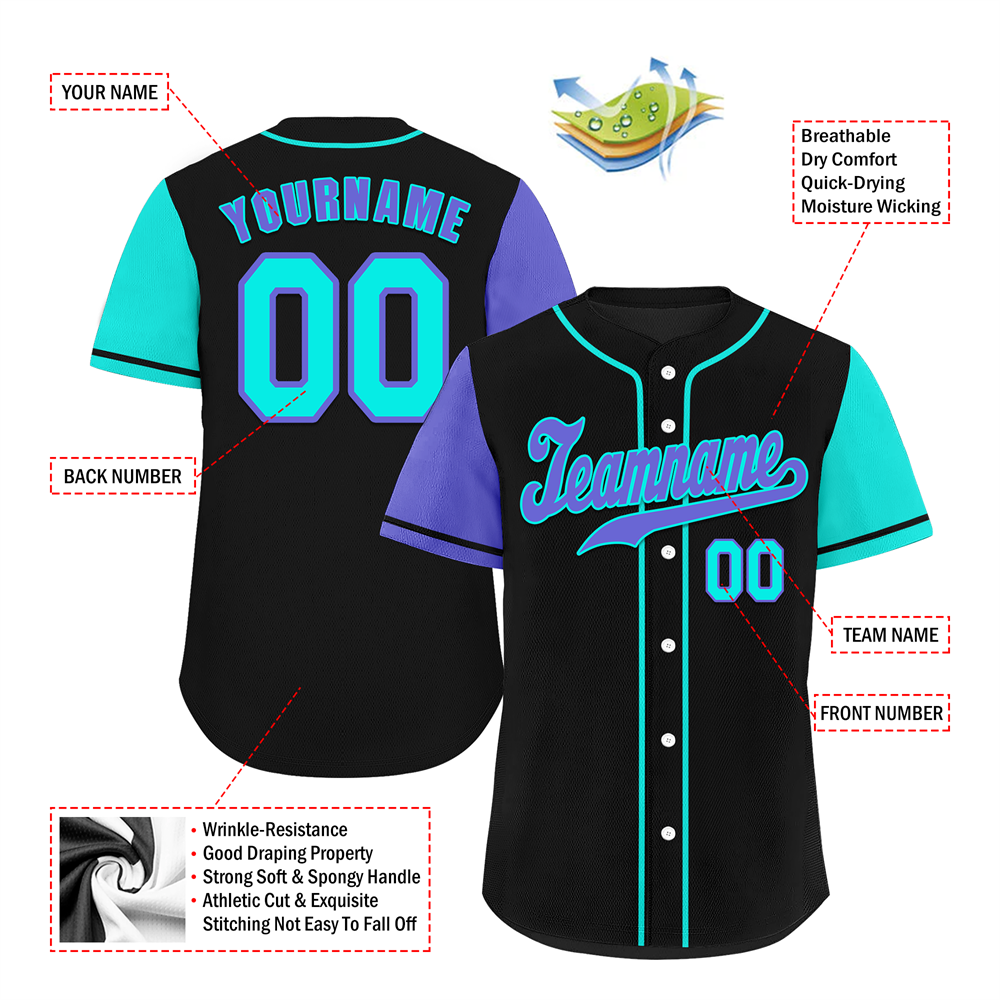 Corporate Gifts,Custom Black Two Tone Purple Authentic Baseball Jersey