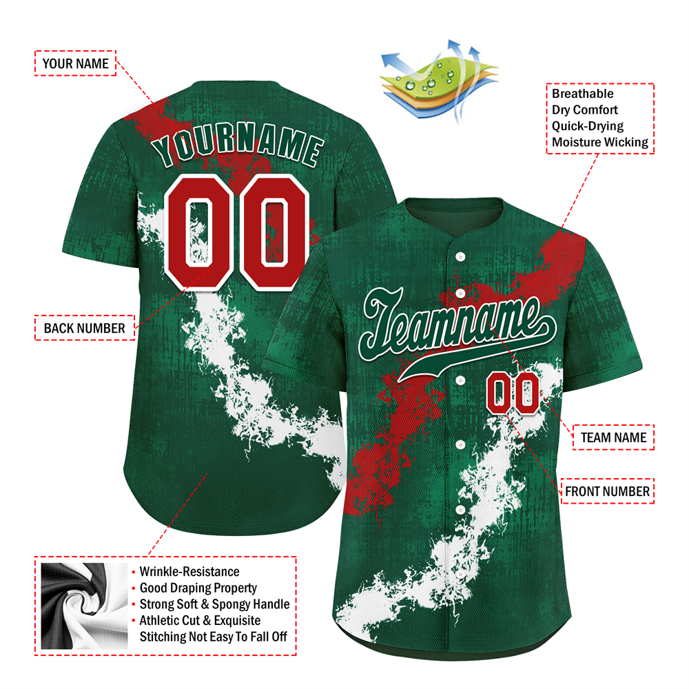 Corporate Gifts,Custom Green Graffiti Pattern Green Authentic Baseball Jersey