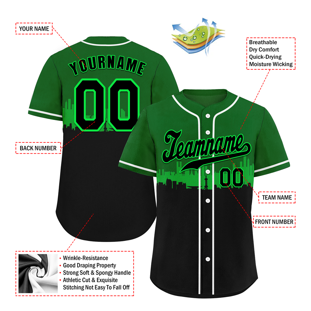 Corporate Gifts,Custom Green Black City Edition Black Authentic Baseball Jersey BSBJ0a-bc0fbb9