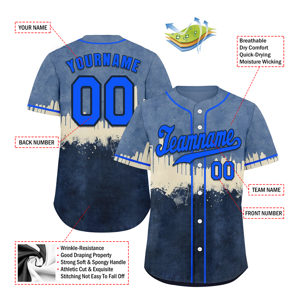 Corporate Gifts,Custom Grey Black City Edition Blue Authentic Baseball Jersey BSBJ0a-bc0fbc7