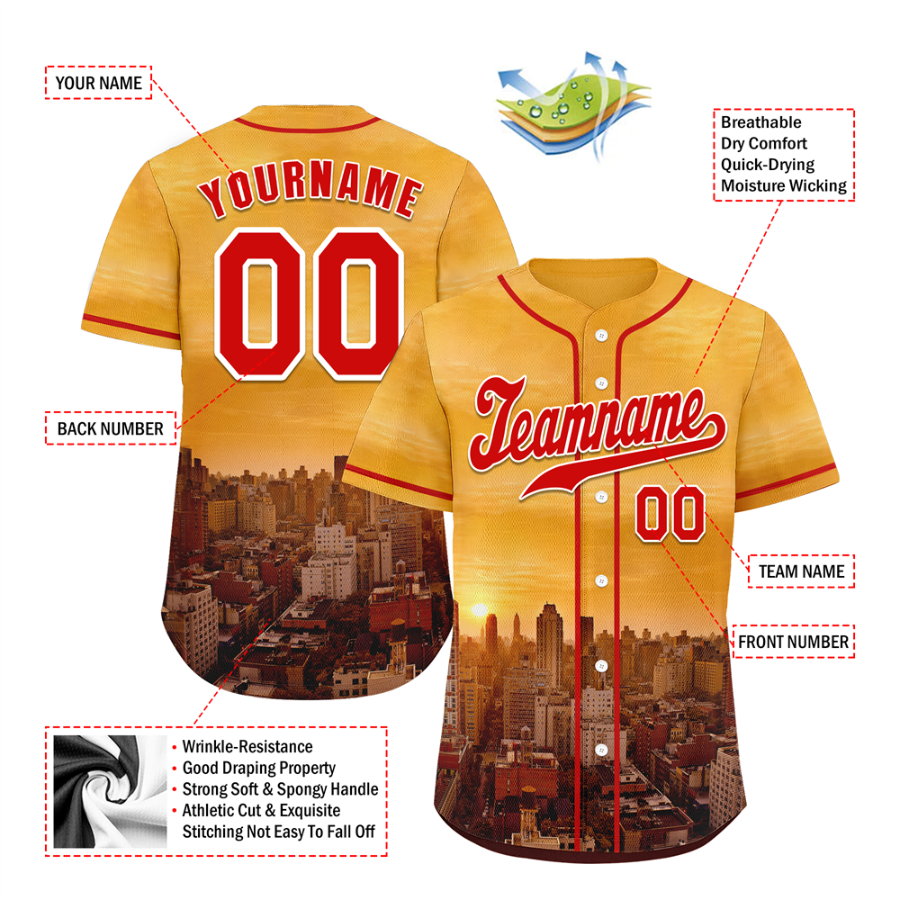 Custom Yellow City Edition Red Authentic Baseball Jersey BSBJ0a-bc0fbc8