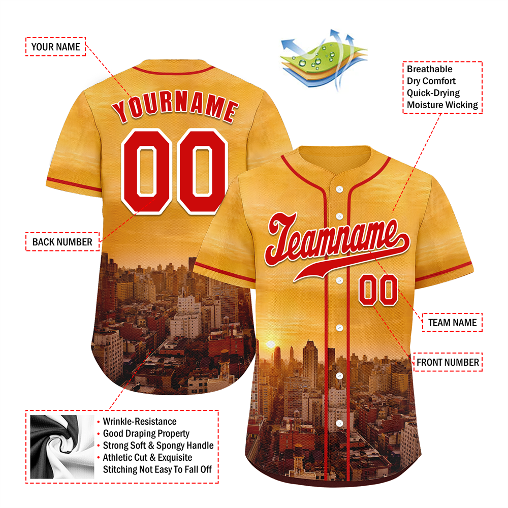 Corporate Gifts,Custom Yellow City Edition Red Authentic Baseball Jersey BSBJ0a-bc0fbc8
