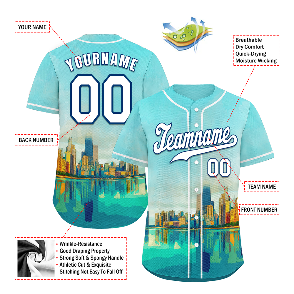 Corporate Gifts,Custom Aqua City Edition White Authentic Baseball Jersey BSBJ0a-bc0fbd0