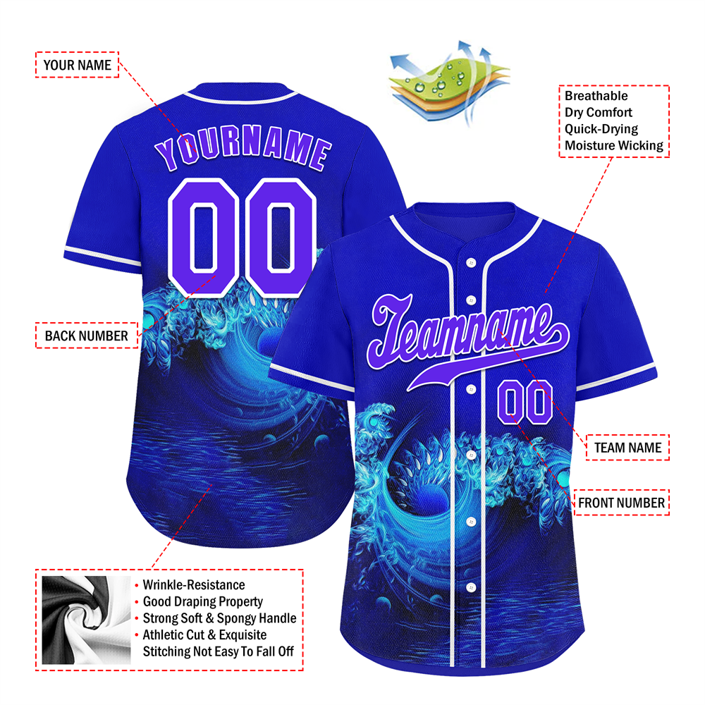 Corporate Gifts,Custom Blue 3D Pattern Purple Authentic Baseball Jersey BSBJ0a-bc0fbd7