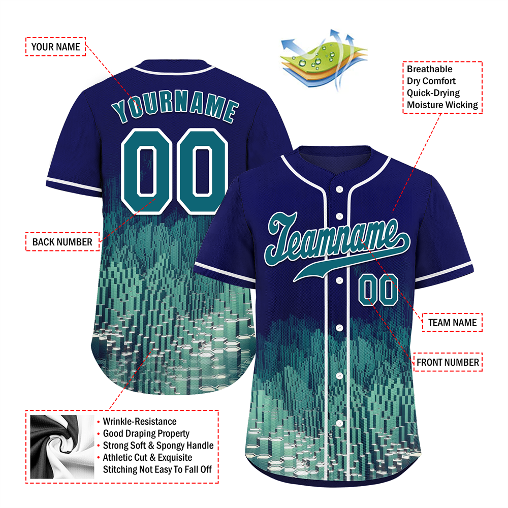 Corporate Gifts,Custom Blue Aqua 3D Pattern Aqua Authentic Baseball Jersey BSBJ0a-bc0fbd9