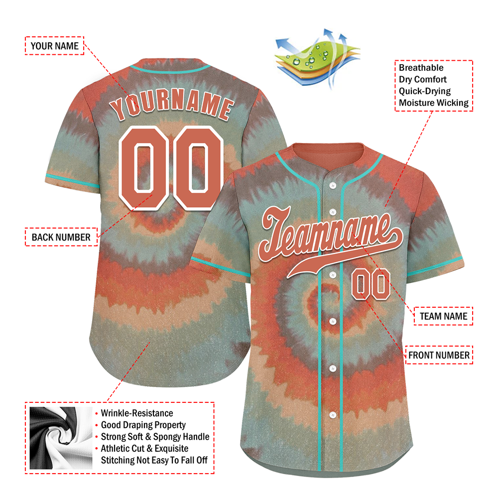 Corporate Gifts,Custom Orange Tie Dye Orange Authentic Baseball Jersey BSBJ0a-bc0fbed