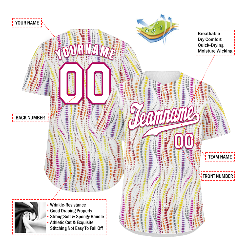Corporate Gifts,Custom Yellow Purple Tie Dye White Authentic Baseball Jersey BSBJ0a-bc0fbfc