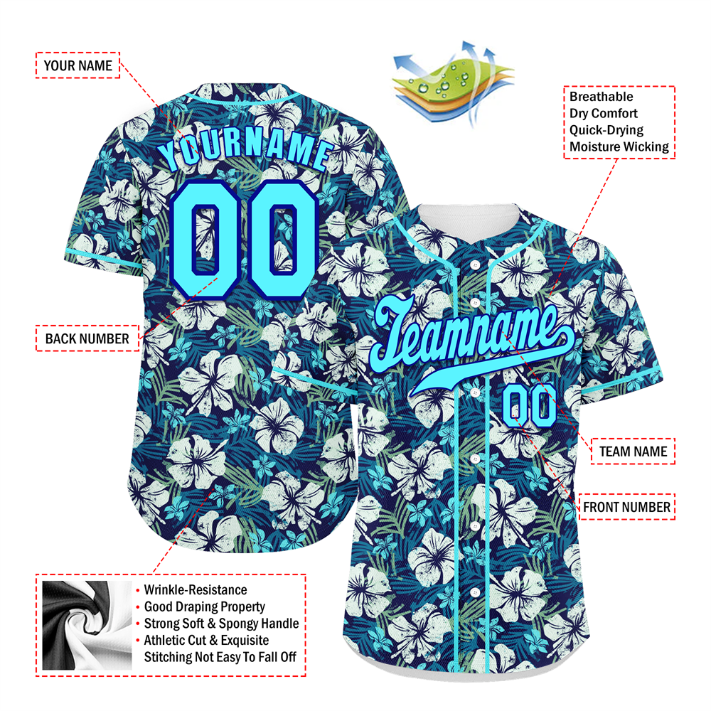 Corporate Gifts,Custom Blue Hawaii Aqua Authentic Baseball Jersey BSBJ0a-bc0fbf7