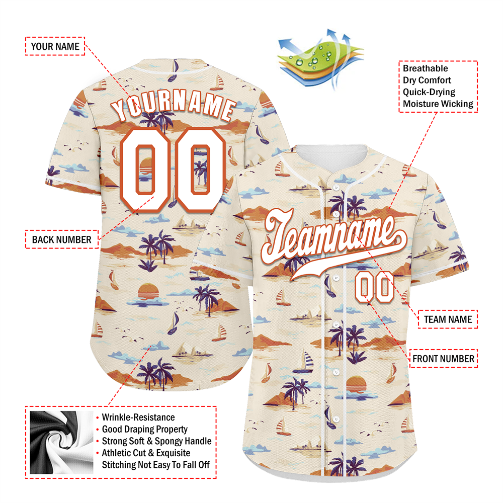 Corporate Gifts,Custom Orange Hawaii White Authentic Baseball Jersey BSBJ0a-bc0fbf8